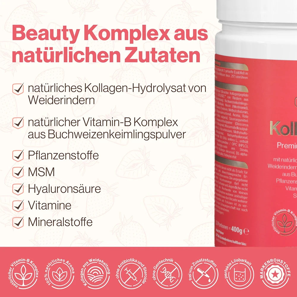 KollagenVital Erdbeere - 400 g - Premium Beauty Komplex