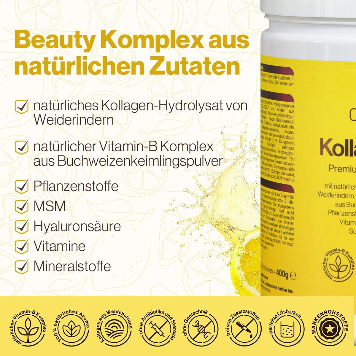 KollagenVital Zitrone - 400 g - Premium Beauty Komplex