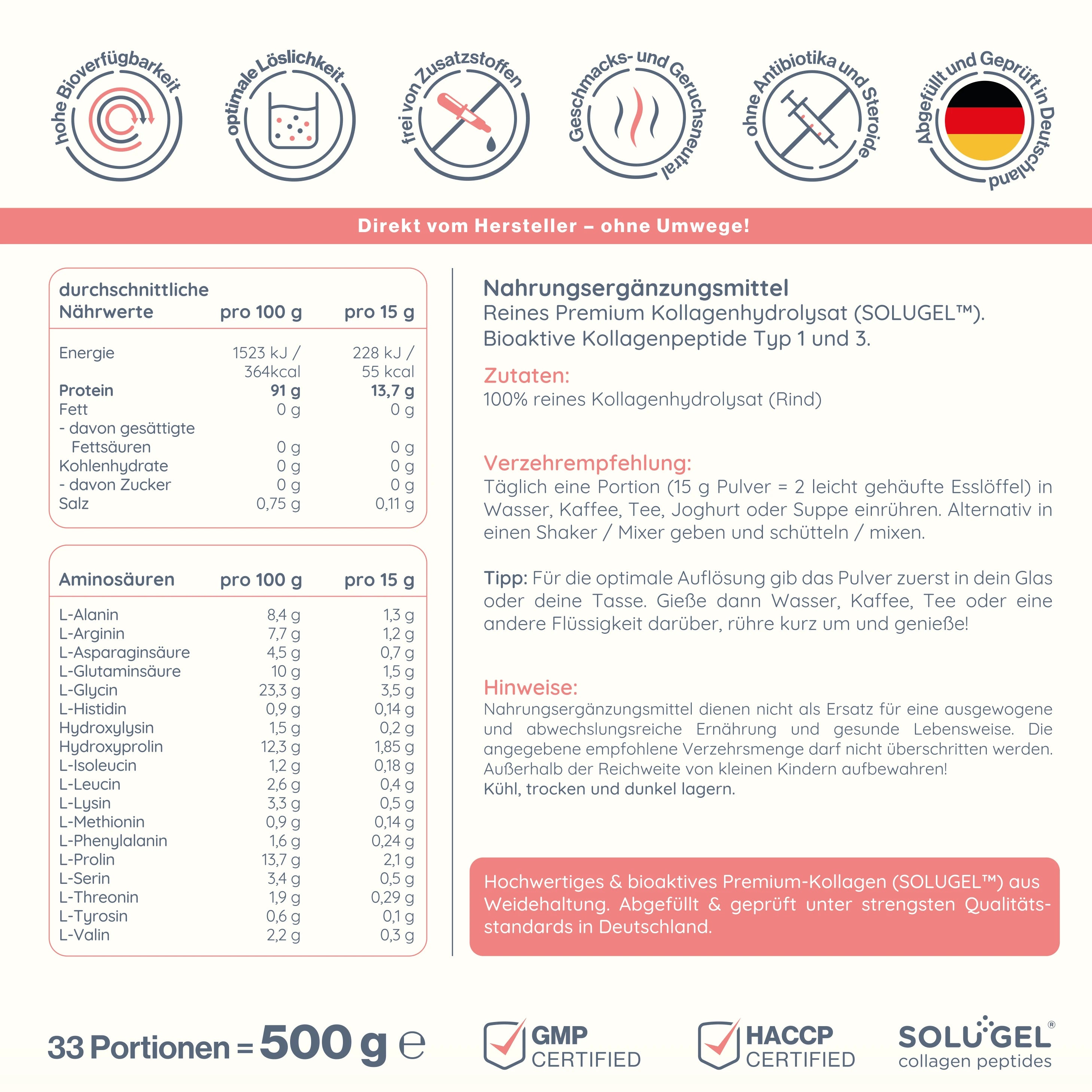 Pure Collagen 500g - Das Original