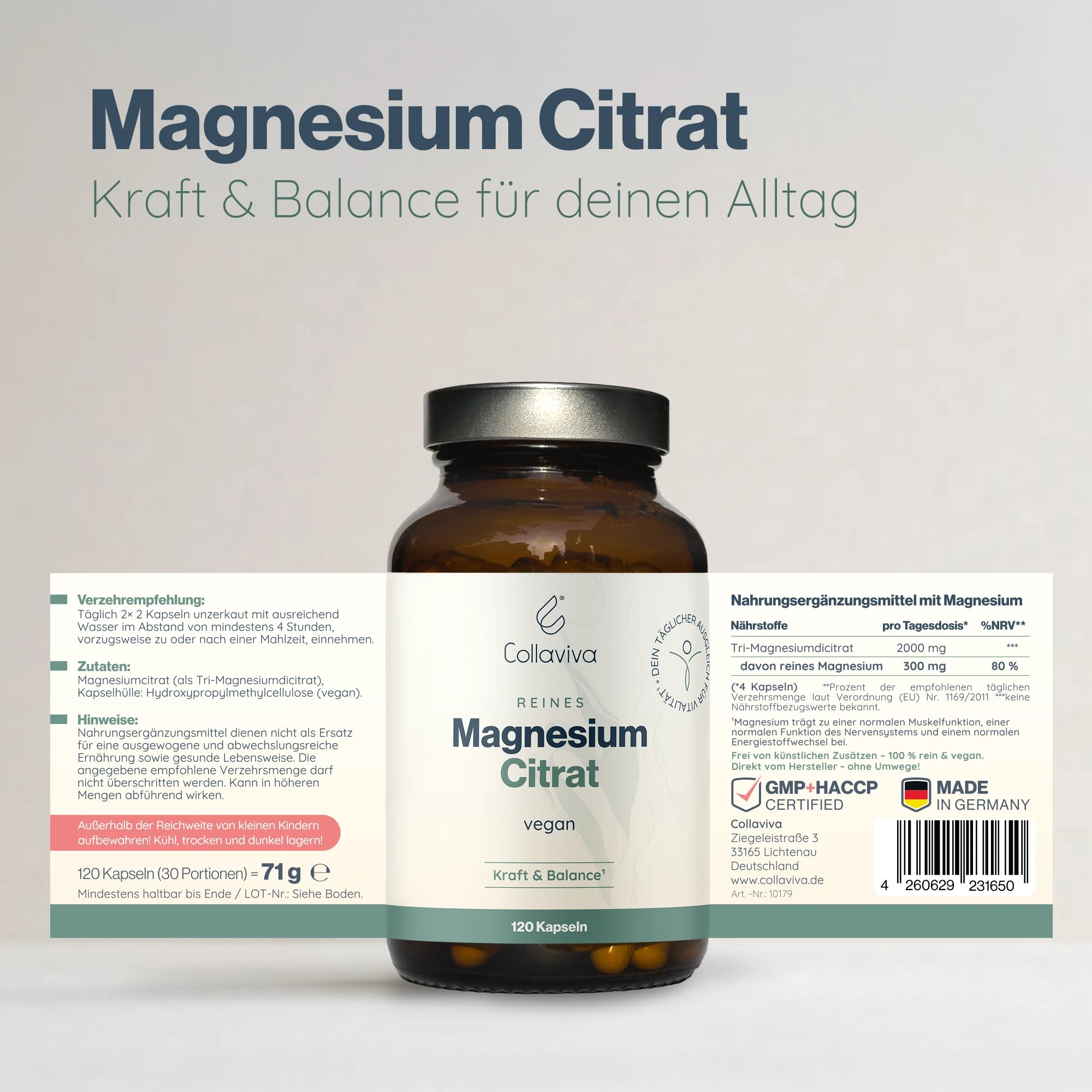 Magnesium Citrat - 120 Kapseln
