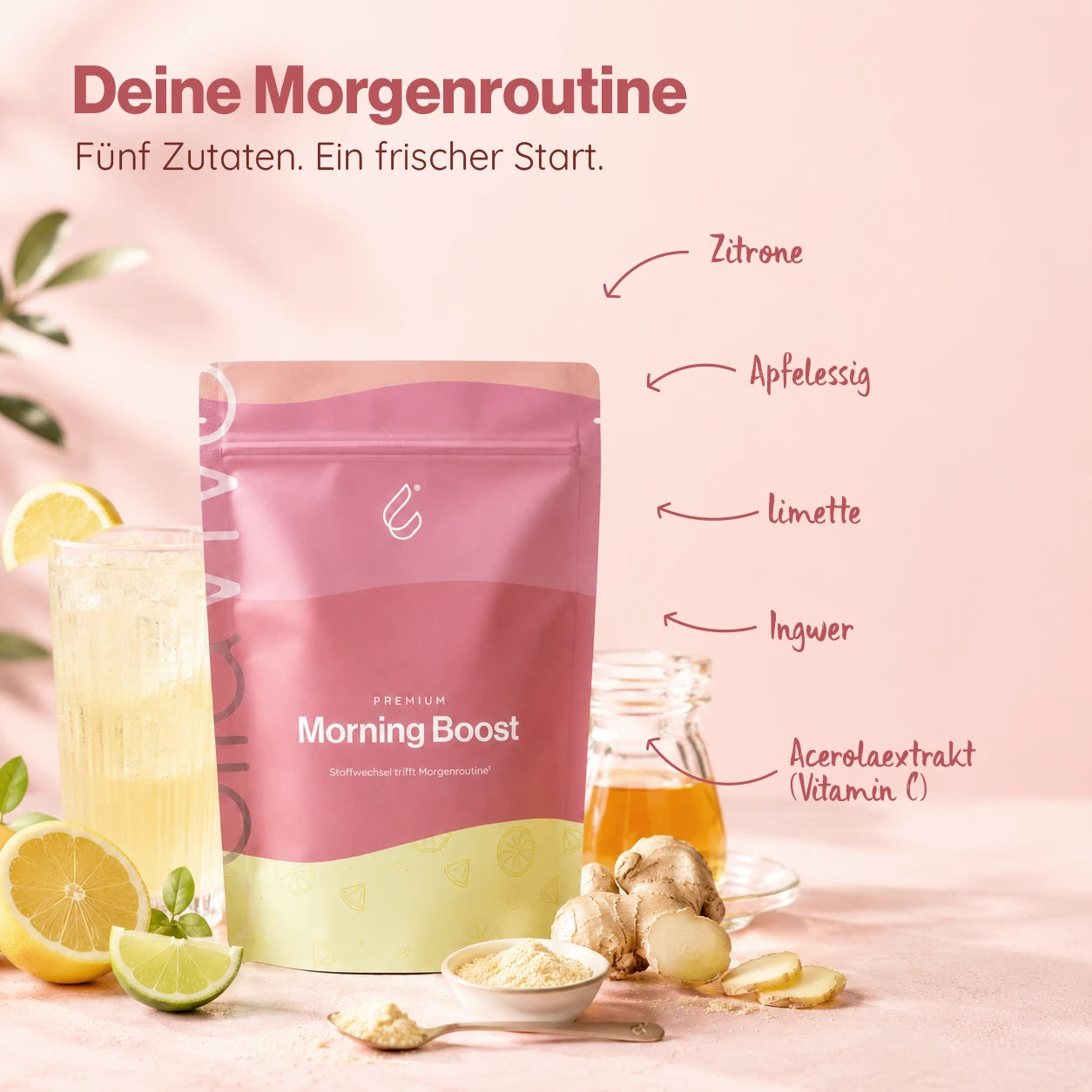 Morning Boost - Getränkepulver mit Vitamin C, Zitrone, Apfelessig & Ingwer
