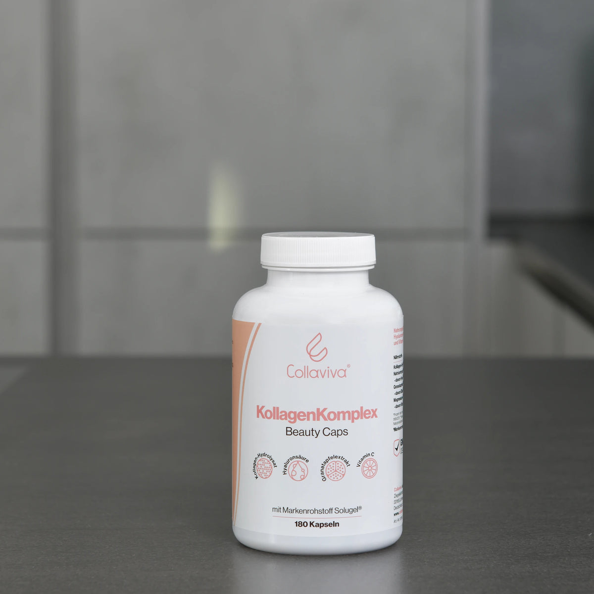 Collaviva Complex de colagen Capsule de frumusețe – 180 capsule cu colagen, acid hialuronic, extract de coajă de rodie și vitamina C pentru piele, păr și unghii