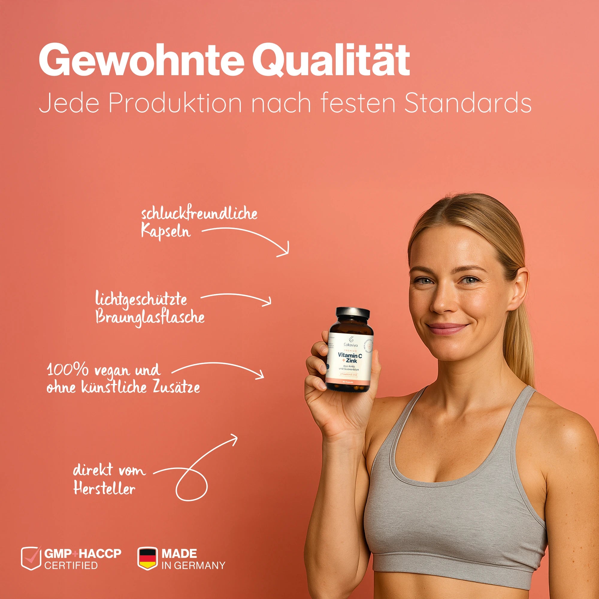 Vitamin C + Zink - 90 Kapseln - 100% pflanzlich - 3-Monats-Vorrat