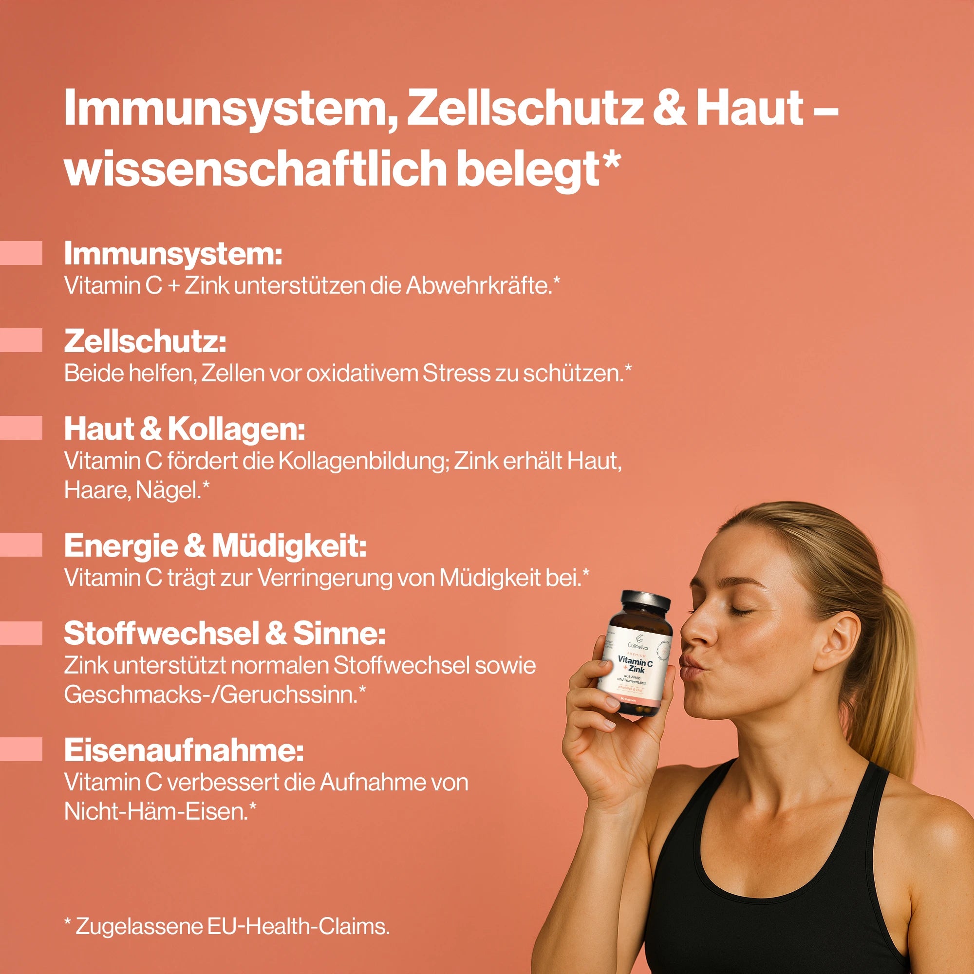 Vitamin C + Zink - 90 Kapseln - 100% pflanzlich - 3-Monats-Vorrat