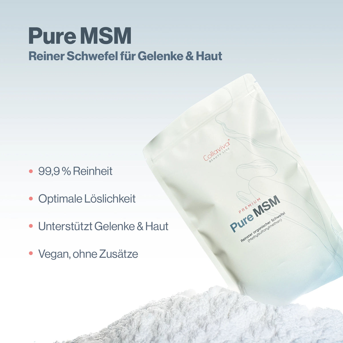 Pure MSM 500 g (organischer Schwefel, >99,9% Reinheit)